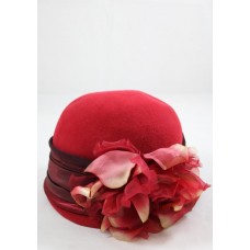 Lilliput Hats Custom Red Floral & Sash Detail Vintage Style Hat Size Medium  eb-87750345